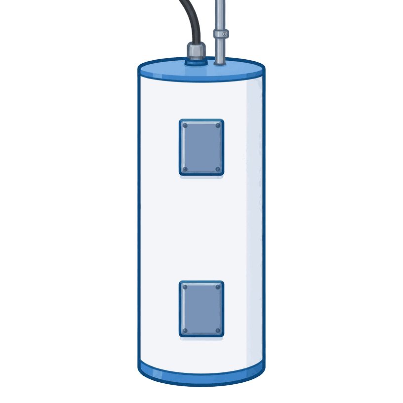Electric water heater with wires on top